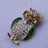 Брошка№558 сова з камінням купити брошки оптом від виробника