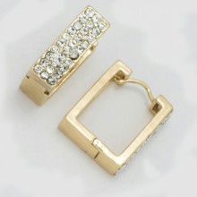 Серьги№2017    квадратной формы на замке с белыми стразами