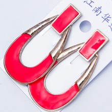 Серьги№1553 с эмалью розового цвета оптом.