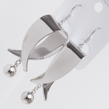 Серьги№1560 с висюлькой в форме шарика оптом.