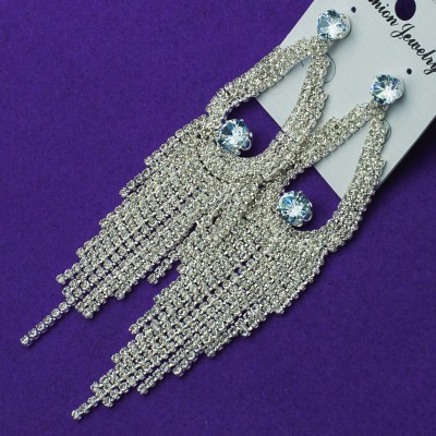 Серьги№340 с белыми камнями в интернет магазине оптом.