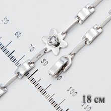 Браслет Xuping№730 18 см белого цвета с цветочком оптом.