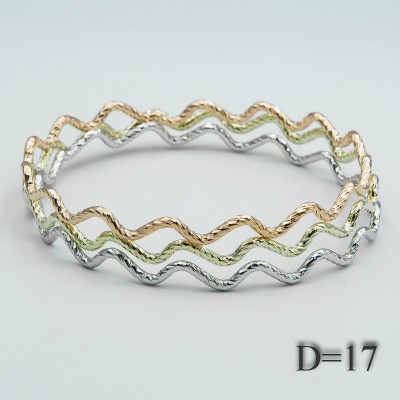 Браслет Xuping№204 D = 17 см тройной зигзаг недорого бижутерия Хьюпинг оптом.