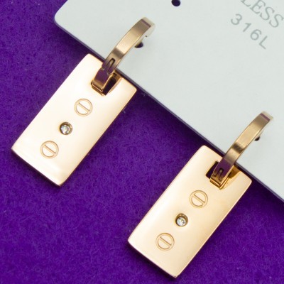 Сережки сталь №55  h-20mm x 10mm Картьє платівки куплю оптом біжутерію зі сталі, медсталь оптом