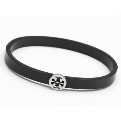 Браслет сталь№14а       D-17cм Черная керамика Tory Burch вставка из белого металла куплю. браслеты из стали оптом