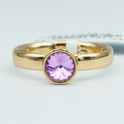 Кільце Xuping№158  18р 7мм Swarovski рожевого кольору 18к куплю оптом медзолото недорого