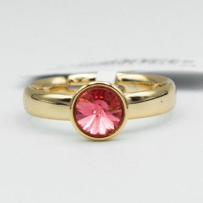 Кільце Xuping№157     16.17р 7мм Swarovski темно рожевого кольору 18к куплю оптом медзолото недорого