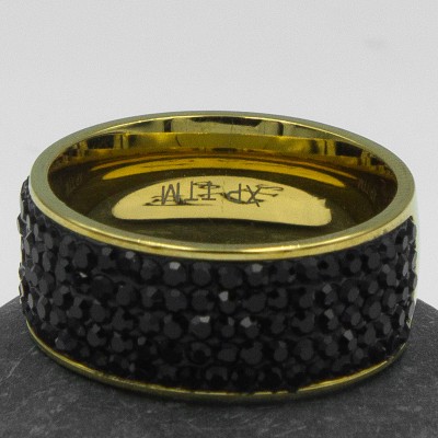 Кільце Xuping№188   17р.18р.19р.20р з чорними цирконами розсипом Булгарі куплю медзолото оптом від виробника позолотка