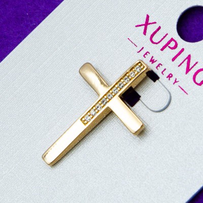 Крестик Xuping№417а  оригинального дизайна с мелкими белыми цирконами медичне золото купити оптом