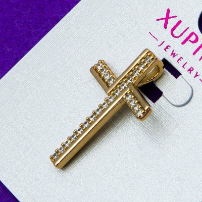 Крестик Xuping№421   с цирконами медицинское золото купить оптом