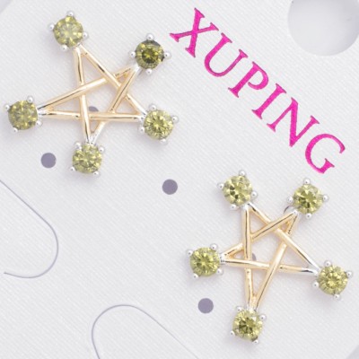 Гвоздики Xuping№11010   звездочки с яблочными цирконами медицинское золото