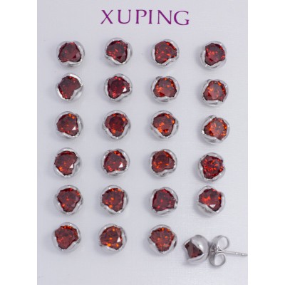 Гвоздики Xuping№11075    цветочек с красным камнем медичне золото xuping оптом
