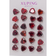 Серьги-гвоздики Xuping№1384    красные сердечки оптом.