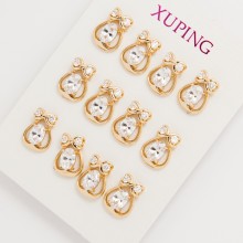 Серьги-гвоздики Xuping№1408 позолота с цирконами оптом.