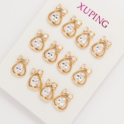 Серьги-гвоздики Xuping№1408 позолота с цирконами оптом.