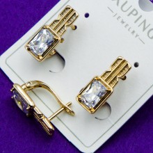 Серьги Xuping№234   с белым цирконом купить медзолото оптом в интернет магазине бижутерии бижумаркет