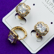 Серьги Xuping№57С     квадратик с белым цирконом купить оптом медицинское золото серьги от производителя