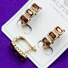 Серьги Xuping№57      дорожка из красных цирконов купить оптом медицинское золото серьги от производителя