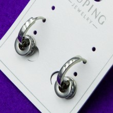 Серьги Xuping№201   белые колечки с висюлькой из белых цирконов  медичне золото оптом купити