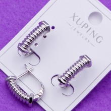 Сережки Xuping№358  висота15мм геометрична форма купити сережки з медзолота 18к