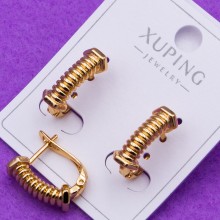 Сережки Xuping№357 висота15мм геометрична форма купити сережки з медзолота 18к