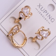 Сережки Xuping№451 d-12мм 10х7мм метелик з крилами з білих цирконів куплю оптом медичне золото від виробника біжумаркет