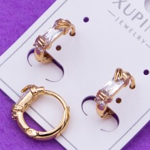 Сережки Xuping№624 d-12мм з білим цирконом оптом сережки ксюпінг медзолото 18К