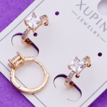 Сережки Xuping№625 d-12мм з білим цирконом оптом сережки ксюпінг медзолото 18К