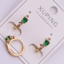 Серьги Xuping№384В   d-12мм 3мм зелений циркон куплю оптом медичне золото від виробника біжумаркет