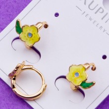 Сережки Xuping№626 d-10мм з жовтою квіточкою оптом сережки ксюпінг медзолото 18К