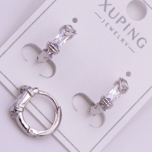 Сережки Xuping№624а d-12мм циркон 3х8мм каблучки куплю оптом медзолото 18к від постачальника