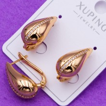 Сережки-гвоздики Xuping№573 крапля з білими цирконами оптом сережки з медзолота 18к