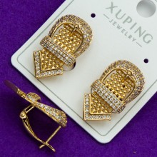 Сережки Xuping№55И   ремень в дрібних цирконах медичне золото куплю оптом сережки ксюпінг біжутерика
