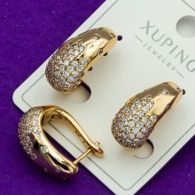 Сережки Xuping№55С  крапля в дрібних цирконах медичне золото куплю оптом сережки ксюпінг біжутерика