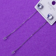 Сережки Xuping№767 висюлька-протяжка серця 6х6мм оптом біжутерію Xuping SWAROVSKI медзолото 18к