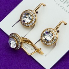Сережки Xuping№109А SWAROVSKI ,білий камінь медичне золото оптом від виробника.