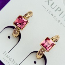 Сережки xuping№120 SWAROVSKI з рожевим квадратним каменем купити медзолото оптом від виробника