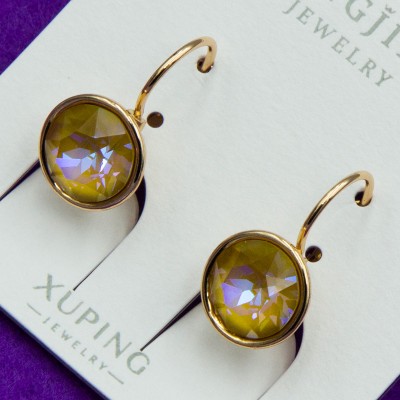 Сережки Xuping№2465 SWAROVSKI шампань медзолото оптом купити недорого в інтернет магазині позолотка