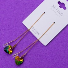 Сережки Xuping№766 SWAROVSKI серце 8х7мм н висюлька-протяжка куплю оптом біжутерію Xuping SWAROVSKI медзолото 18к