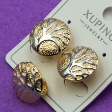 Сережки Xuping№450  d-15мм с деревом куплю медичне золото 18к оптом сережки від постачальника