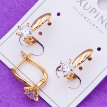 Сережки Xuping№360 12мм камінь 4мм тюльпан оптом сережки ксюпінг медзолото 18К