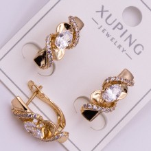 Сережки Xuping№429 висота 18мм 6х4мм циркон на англ. замк куплю оптом медзолото 18к від постачальника