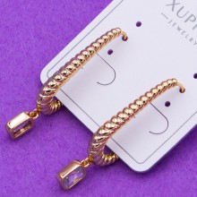 Сережки Xuping№100 25см довжина геометрична шпилька з білим цирконом куплю біжутерію з медзолота оптом біжумаркет