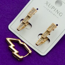 Сережки Xuping№156    кути з білими дрібними цирконами куплю оптом медзолото сережки