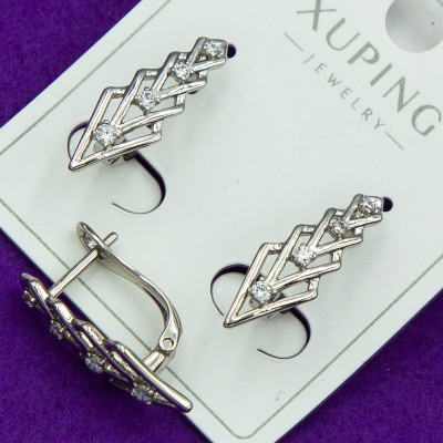 Сережки xuping№160 під срібло геометричної форми ювелірну біжутерію ксюпінг купити оптом