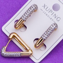 Сережки xuping№422 20х20мм кути з білими цирконами xuping медичне золото сережки 18к від виробника