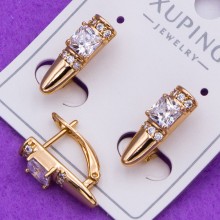 Сережки xuping№415   висота 16мм циркон 5мм  кути з білими цирконами xuping медичне золото сережки 18к від виробника