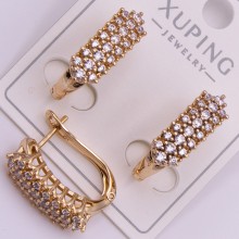 Сережки Xuping№440А 20х6мм доріжка з білими цирконами куплю оптом медичне золото від виробника біжумаркет