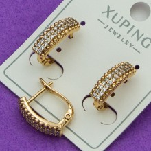 Сережки Xuping№435  доріжка у білих цирконах 15х4мм сережки з медичного золота куплю оптом біжутерика