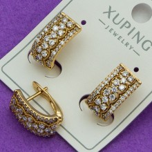 Сережки Xuping№434  размер 15х8мм доріжка у білих цирконах  сережки з медичного золота куплю оптом біжутерика